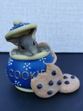 Fitz & Floyd Charming Tails Hi Cookie Figurine Mice Mouse Cookie Jar Nursery Dec